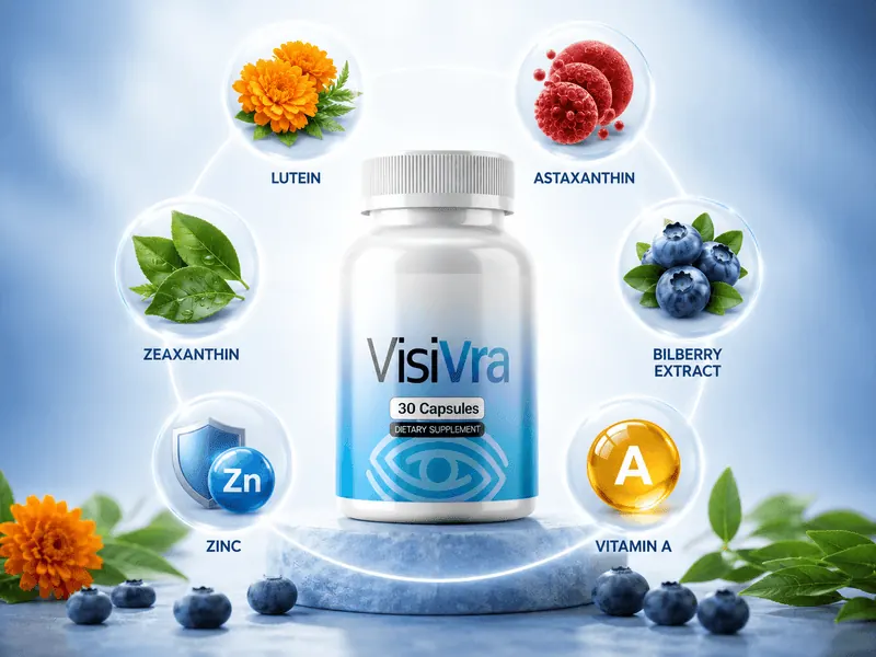 VISIVRA supplement facts label Lutein Zeaxanthin Bilberry Astaxanthin Zinc Vitamin A